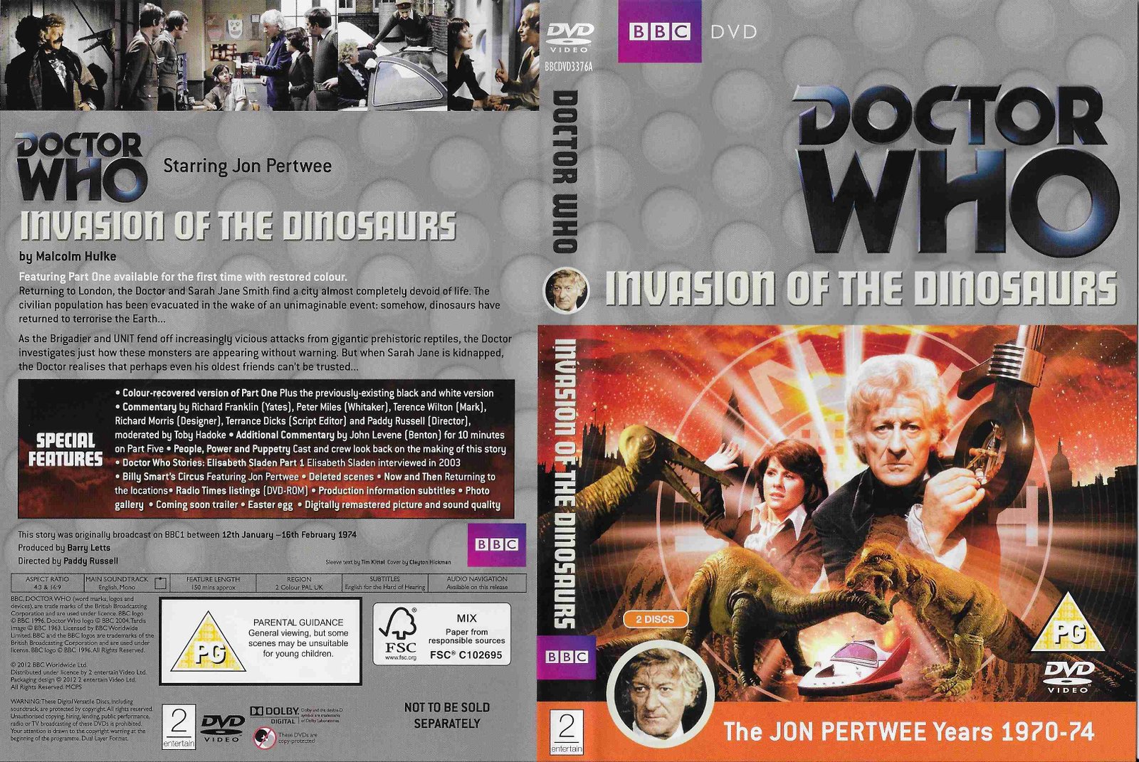 Picture of BBCDVD 3376A Doctor Who - Invasion of the dinosaurs by artist Malcolm Hulke from the BBC records and Tapes library